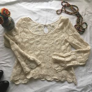 Willow & Clay Ivory Crochet Boho Top